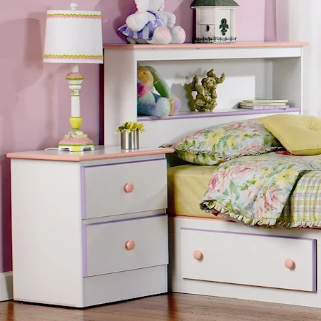2 Drawer Nightstand with Roller Glides